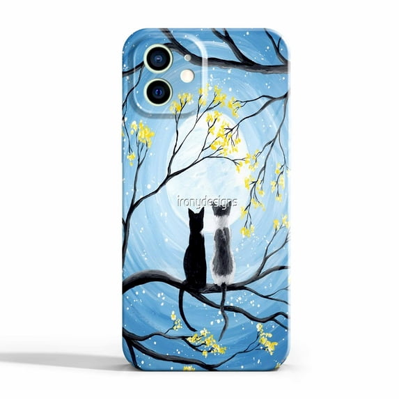 Cats Moon Case Compatible with iPhone 11,Aesthetic Art Design Full Cover Protective Case