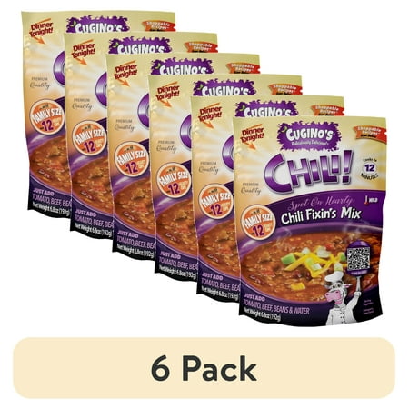 (6 pack) Cugino s Quick Meal Hearty Chili Fixin s Dried Mix 6.8oz Family Size Pouch Makes 12 Hearty Cups (6 pack) Cugino s Quick Meal Hearty Chili Fixin s Dried Mix 6.8oz Family Size Pouch Makes 12 Hearty Cups