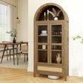 thumbnail image 6 of LAZZO 71" Arched Pantry Cabinet with Glass Door & Drawer, Storage Cupboard with Anti-Tipping Device, Natural Wood Color, 6 of 9