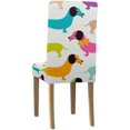 thumbnail image 4 of RYLABLUE Housse de Chaise Extensible Rétro Teckel Chiot Protecteur de Siège pour Salle à Manger Hôtel Mariage Lot de 6, 4 of 5