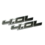 2 x (Pair / Set) 4.0L Liter Embossed BLACK on Highly Polished Silver Real Aluminum Auto Emblem Badge Nameplate for Chrysler Pacifica Town & and Country Ford Explorer Mustang Jeep Grand Cherokee
