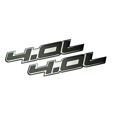 2 x (Pair / Set) 4.0L Liter Embossed BLACK on Highly Polished Silver Real Aluminum Auto Emblem Badge Nameplate for Chrysler Pacifica Town & and Country Ford Explorer Mustang Jeep Grand Cherokee