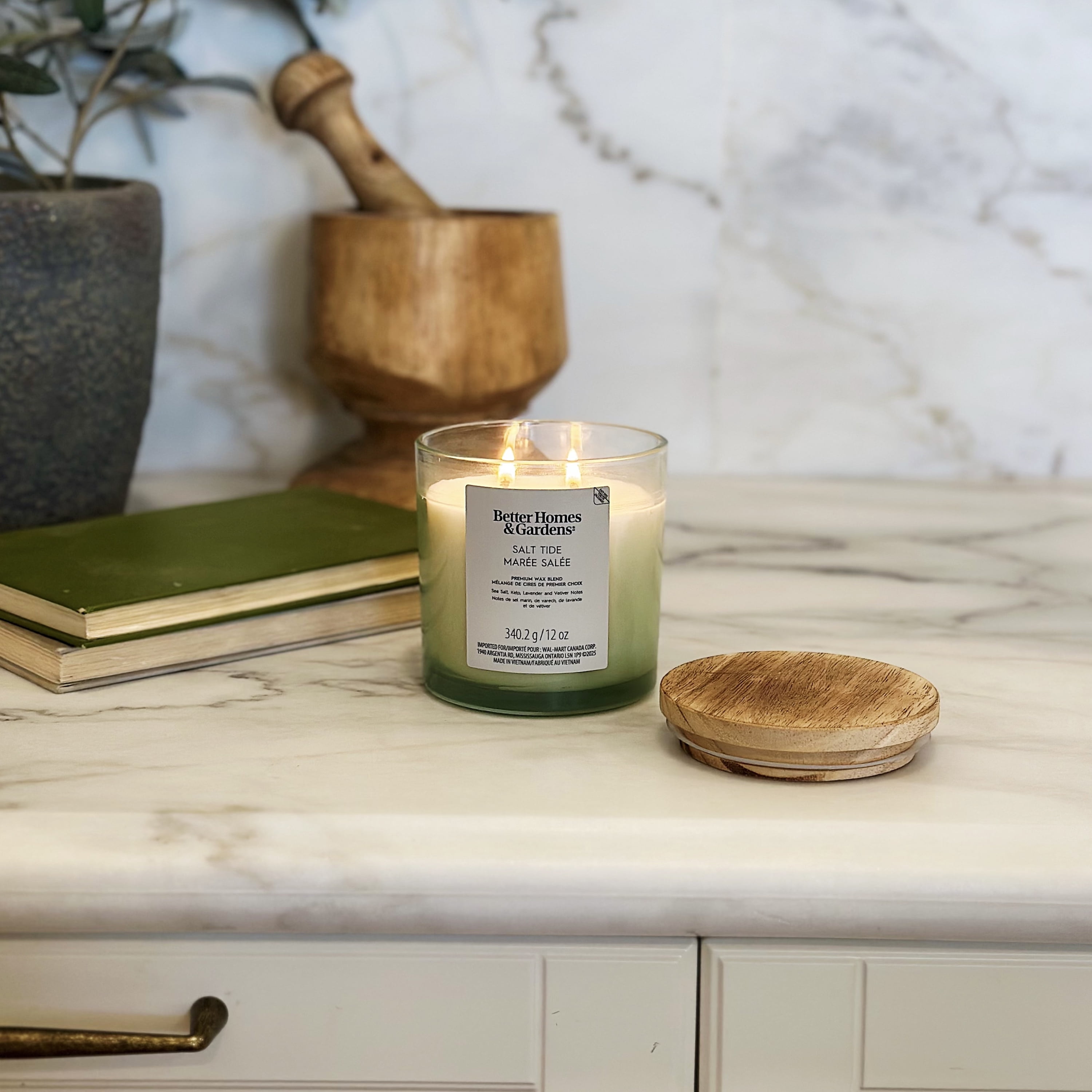 Better Homes & Gardens Scented 2-wick 12 oz. Parrafin Wax Ombre Jar Candle, Salt Tide, Parrafin Wax Blend