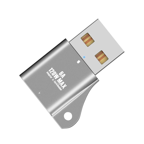 Adaptador USB a tipo C hembra Lector de tarjetas TF Transferencia de datos para auriculares (Plata)