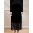 thumbnail image 6 of Women Midi Skirt A-Line Skirt with Lace Trim Long Skirt Casual Midi Skirt Black S, 6 of 9