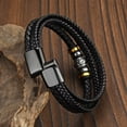 thumbnail image 4 of To My Son Braided Leather Bracelet 'I Will Always Be with You' Mens Double Rows Personalized Magnetic Closure Bracelets Handmade Cowhide Woven Bracelet, 4 of 8