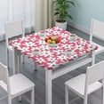 thumbnail image 3 of Red Daisy Flower Green Centers Pattern Square Fitted Tablecloth with Elastic Edge,Square Table Cover,Washable Elastic Table Cover for Home Kitchen Party Decor 34"x34", 3 of 6