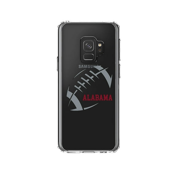 DistinctInk Clear Shockproof Hybrid Case for Samsung Galaxy S9 (5.8" Screen) - TPU Bumper, Acrylic Back, Tempered Glass Screen Protector - Alabama Football - Crimson, Gray