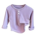 thumbnail image 1 of MIASHUI Hauts pour Enfants T-Shirt Chaud Garçons Filles Col Rond Manches Longues, Violet, 4-5 Ans, 1 of 3