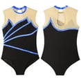 thumbnail image 5 of XUNZOO Kids Girls Sleeveless Ballet Dance Leotard Sheer Mesh Splice Gymnastics One Piece Bodysuit Royal Blue 4, 5 of 7