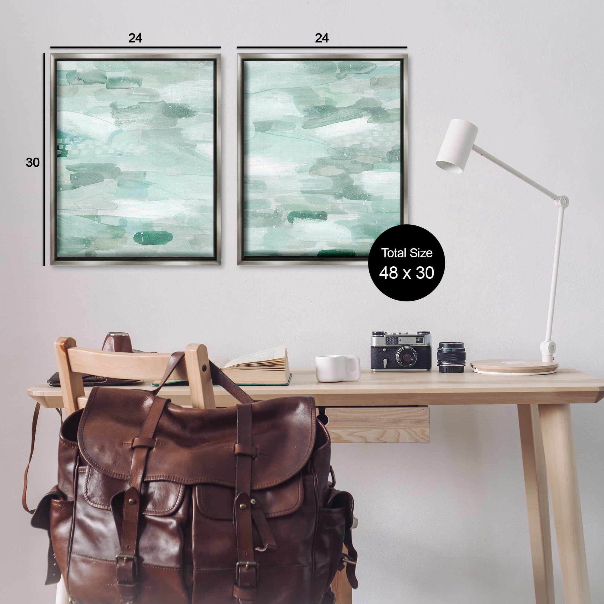 Stupell Industries Beachy Abstract Pattern Abstract Painting Gray Floater Framed Canvas Art Print Wall Art, 25 x 31, Set of 2