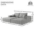 thumbnail image 3 of Wiilayok 74.8" Modern Sofa bed With Dual sleeper,Oversized Boneless lounger for Living Room Bedroom,No Assembly Required,Gray (Plush Corduroy Fabric), 3 of 9
