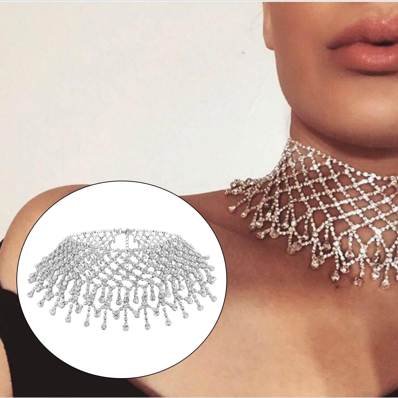 Tassel Necklace Choker Neck Chain Tassel Wide Choker Pendant for