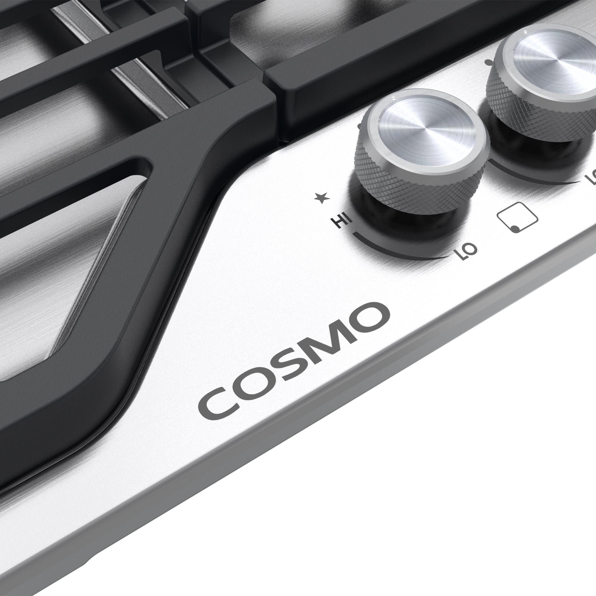 Cosmo 36 in. Vista Collection Drop-in Gas Cooktop with 5 Burners, Metal Knobs in Stainless Steel
