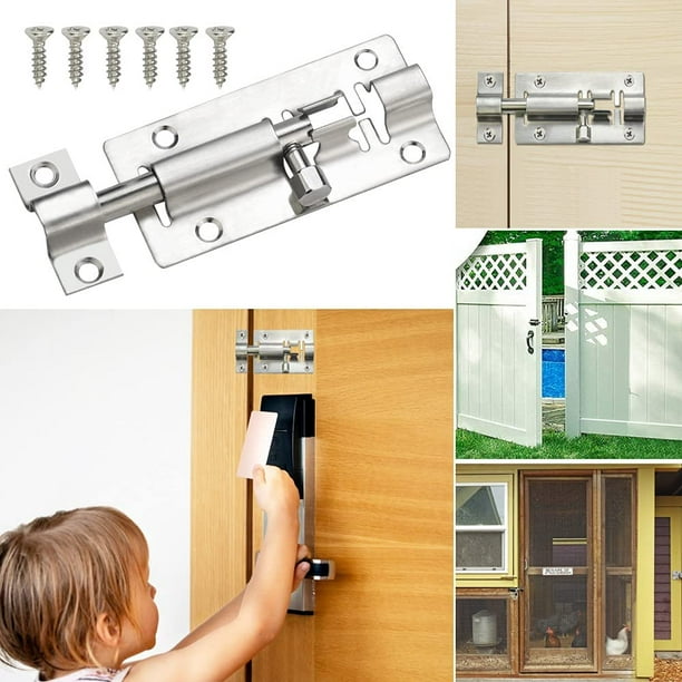 4 UNIDS 3 Pulgadas Puerta de Acero Inoxidable Pestillo Perno Puerta Corredera Pestillos con 24 Tornillos Perno de Puerta Multifunción para Puertas Ventanas Gabinetes Valla XianweiShao 8390613914187