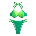 thumbnail image 4 of Sngxgn Women Swimsuit Bikini Set High Waisted Drawstring Two Piece Bathing Suit(Green,XL), 4 of 8