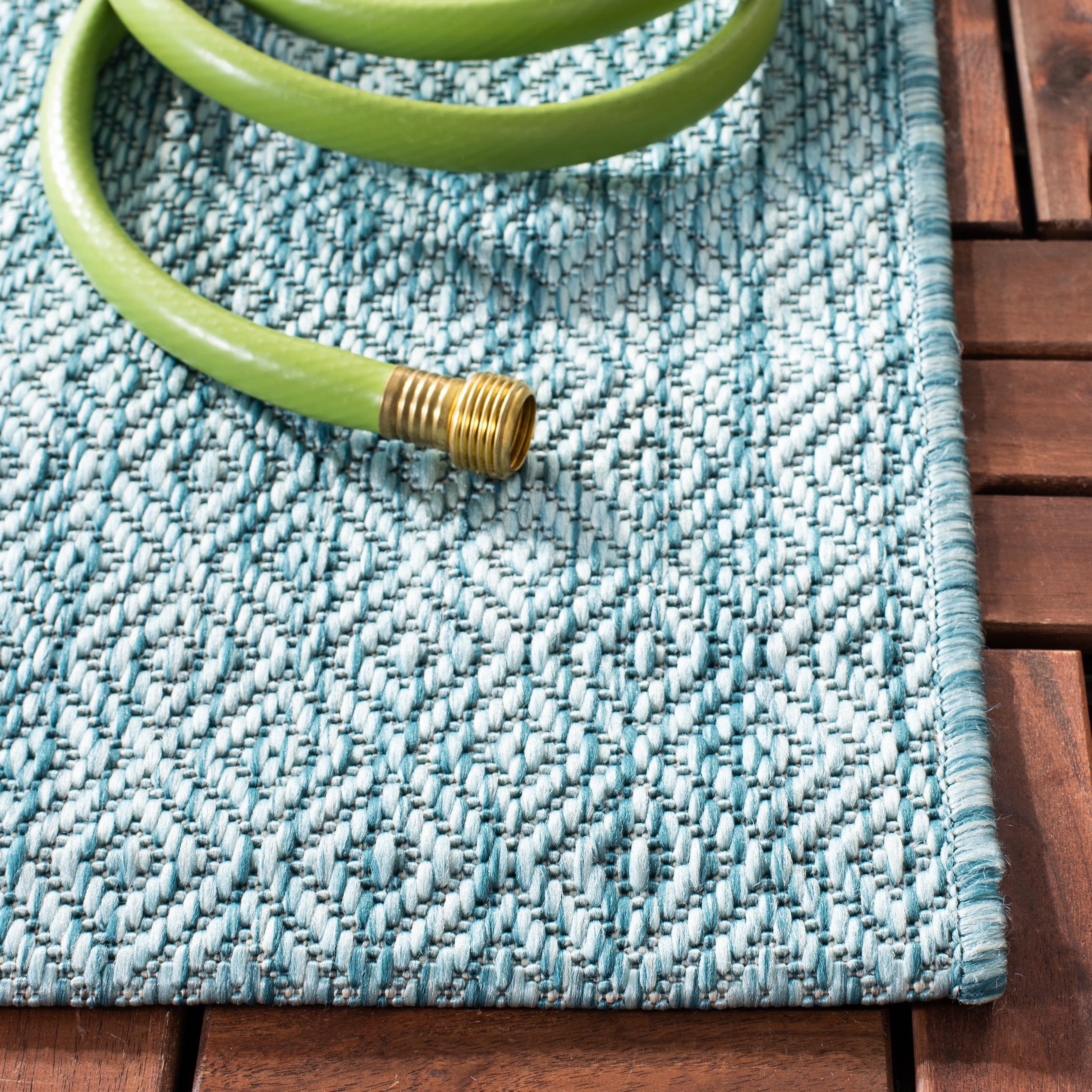 Safavieh Courtyard Mitre Geometric Indoor/Outdoor Area Rug, Aqua, 6'7" x 6'7" Square