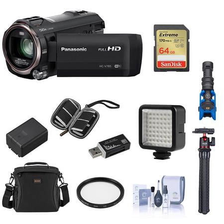 UPC: 0192223222342 | HC-V785K Full HD Camcorder with 20x Optical Zoom Bundle with 64GB SD Memory Card  Shoulder Bag  Mic  Extra Battery  Tripod  LED Light  49mm Multi Coated UV Slim Filter  Cleaning Kit