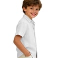 thumbnail image 5 of GiLiling Boys Button Down Shirt Cotton Short Sleeve Shirt Solid Summer Beach Shirt with Pocket (White, 13-14 Years), 5 of 8