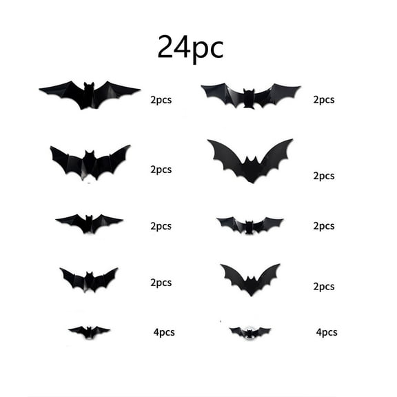 Wdhugt 24 Piece Halloween Luminous Led Wall Stickers Set With Glow In The Dark Decals For Indoor Party Decor Plastic Bat And Ghost Stickers A