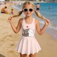 thumbnail image 3 of Uourmeti Cute Cartoon Cats Heart Graphic Skirted One-Piece Swimsuit for Girls - Quick Dry Stretch Swim Dress, Perfect for Beach & Pool Vacation, 3 of 8