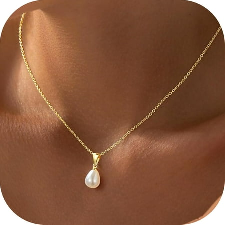 Turandoss Pearl Necklaces for Women GirlsDainty Gold Pearl Choker Pendant Necklace for Women Trendy Simple Elegant Gold Bridal Wedding Necklace for Womens Jewelry Bridesmaid Proposal Gifts