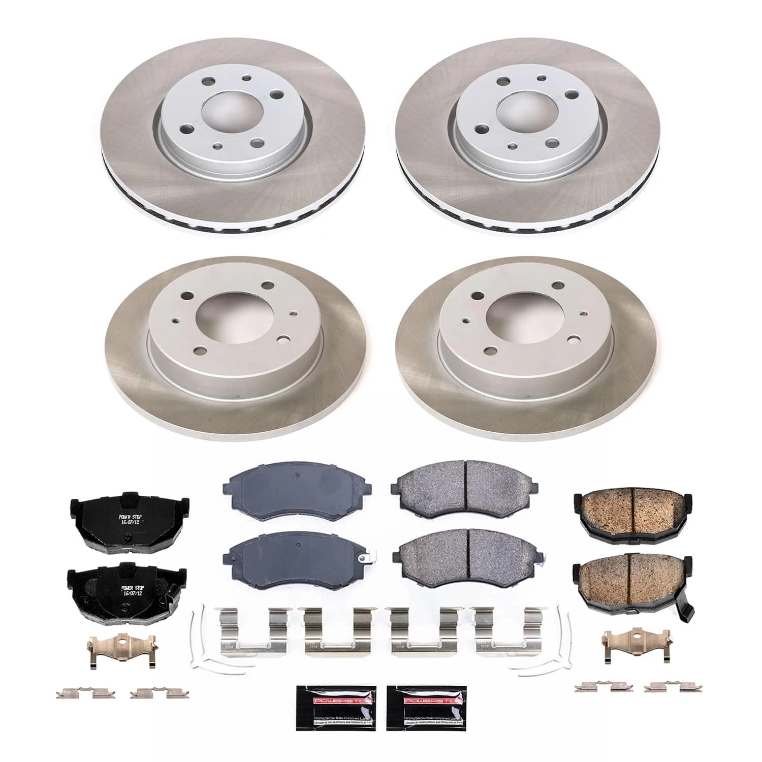 PowerStop Front and Rear Semi-Coated Rotor and Low-Dust Ceramic Brake Pad Kit SC2778