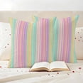 thumbnail image 3 of Pink Aqua Stripe Outdoor Waterproof Pillow Covers, Yellow Geometric Country Geometric Decorative Square Throw Pillowcase Sofa Cushion Sham for Patio/Couch/Chair, 20"x20" 2 Pack, 3 of 8