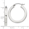 thumbnail image 3 of Diamond2Deal 925 Sterling Silver 3x25mm Square Tube Hoop Earrings for Women (L- 1.03 inch, W- 0.95 inch), 3 of 6