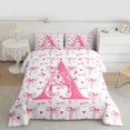 thumbnail image 2 of Homewish Letter A Monogrammed Bedding Comforter Set,Cute Bow Tie Twin Comforter Sets,Pink Loves Pattern Bedding Set For Girls,Microfiber Room Decorative Reversible,2 Pieces, 2 of 8