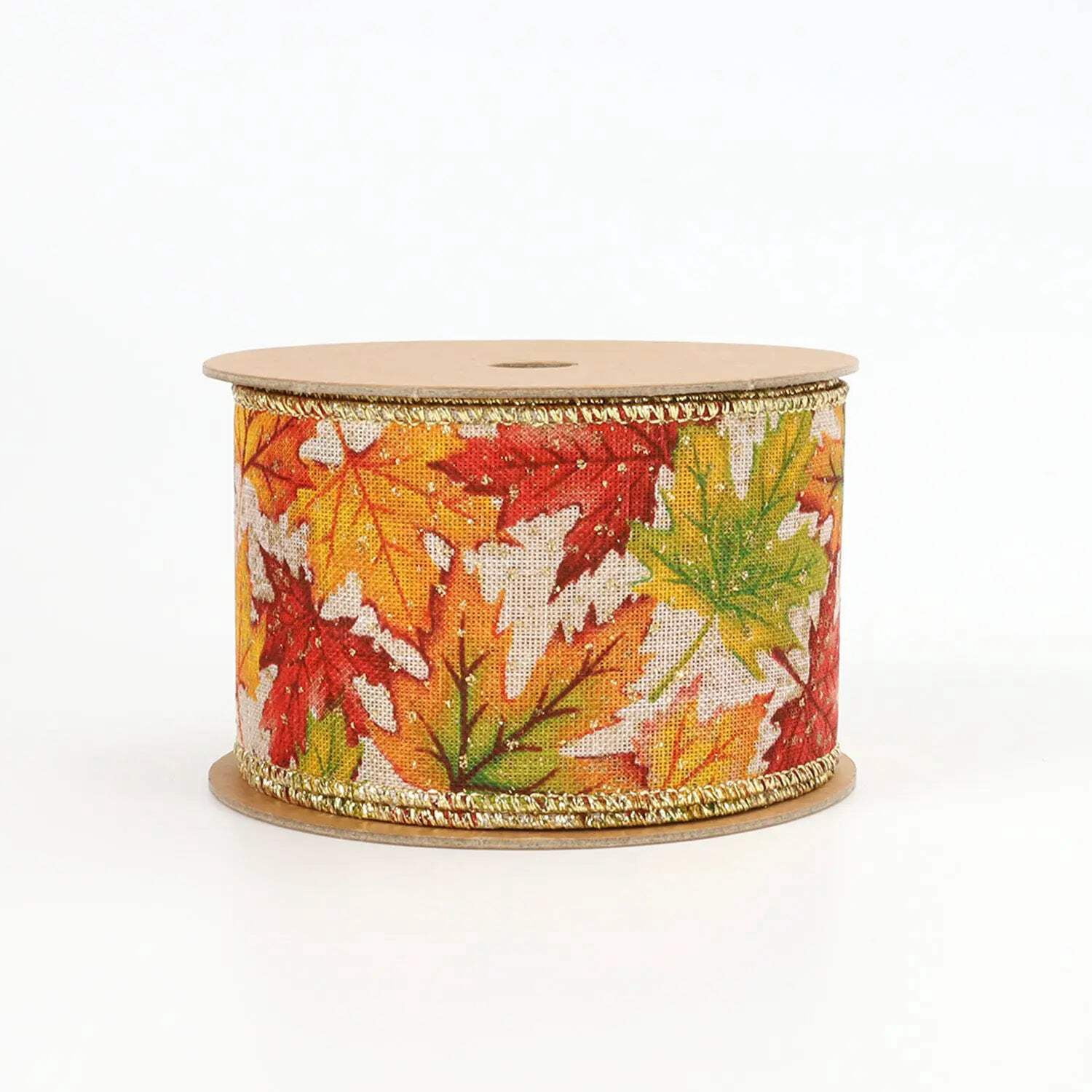 LaRibbons 2 1/2" Wired Ribbon | "Maple Leaf" Natural/Multi | 10 Yard Roll