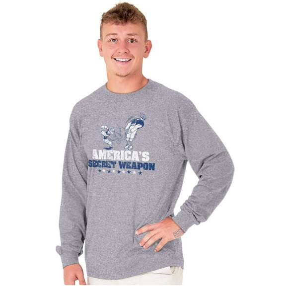 Popeye America's Secret Weapon Funny Long Sleeve TShirt Men Women Brisco Brands S