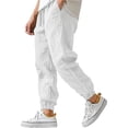 thumbnail image 3 of Mens Linen Pants Casual Summer Elastic Waist Baggy Joggers Lightweight Drawstring Beach Lounge Pants with Pockets, 3XL, 3 of 7