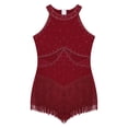 thumbnail image 3 of YONGHS Robe de Danse Latine à Franges pour Filles, Costume de Bal à Sequins, Tango Rumba, Bourgogne 8, 3 of 7