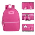 thumbnail image 3 of Basic Classic Solid Color Backpack with Front Zipper Accessory Pocket, Dual Zipper Closure & Padded Shoulder Straps for Work, School, Office, Gym, Sports, Travel, Commute & Recreation in Magenta Pink, 3 of 7