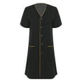 thumbnail image 2 of vastwit Women's Short Sleeve Work Dress Knee Length Button Up for Daily Wear and Medical Occasions Black XL, 2 of 7