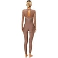thumbnail image 2 of TiaoBug Womens Gymnastic Leotard Sheer Mesh Full Body Long Sleeve Figure Skating Dance Bodysuit Dusty Pink S, 2 of 5