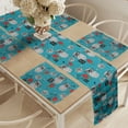 thumbnail image 2 of Ambesonne Romantic Table Runner & Placemats, Smart Owls and Roses Motif, Placemat 4 pcs + Runner 16"x72", Blue Vermilion and White, 2 of 2