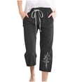 thumbnail image 2 of Capri Pants for Women, Xunlbb Printed Women’s Elastic Waist For Casual With Casual Pockets Full Length Pants(Black,S), 2 of 4