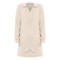 thumbnail image 5 of Baqcunre Women's Clothing, Womens Long Sleeve Lapel Collared V Neck Sweatshirt Dress Loose Fit Solid Color Mini Dresses Fall 2024 Valentines Day Gifts, 1Pc Sweatshirt Beige L, 5 of 6