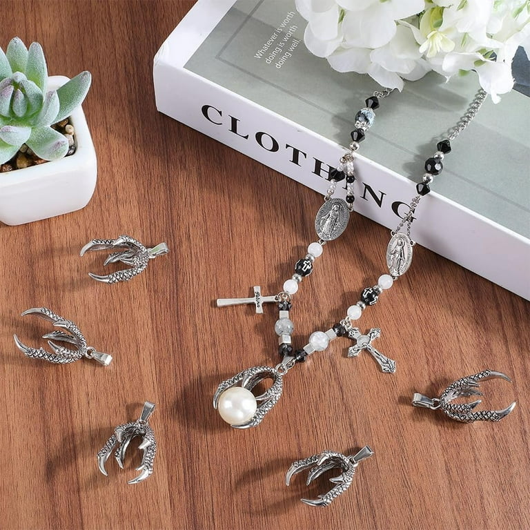 Box 10Pcs Dragon Claw Charms Dragon Pendants Bulk Alloy Silver