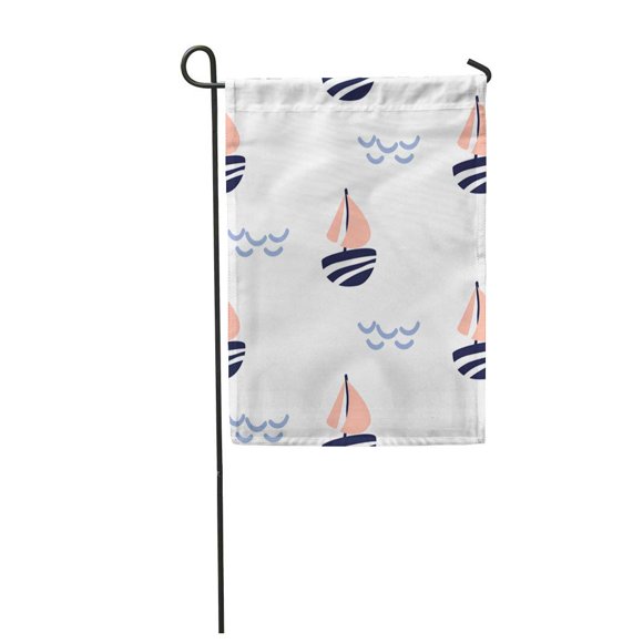 POGLIP Sailboat Kid Pattern in Scandinavian Boat and Waves Cute Garden Flag Decorative Flag House Banner 28x40 inch