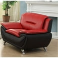 thumbnail image 3 of 3 Piece Faux Leather Living Room Set with Sofa and 2 Club Chairs in Red/Black, 3 of 3