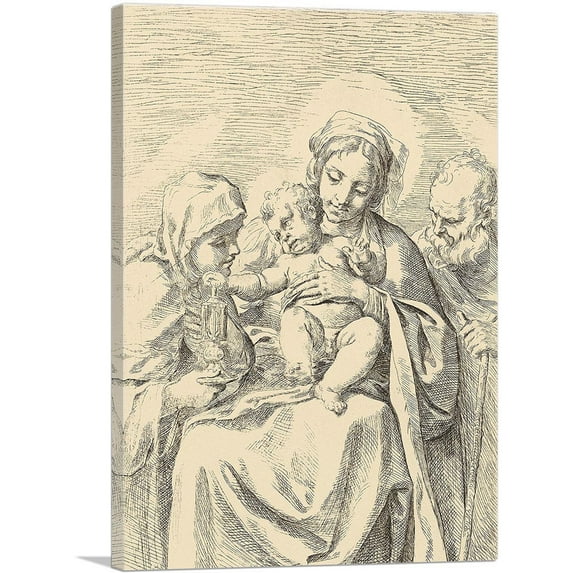 ARTCANVAS The Holy Family With Saint Clare Canvas Art Print by Guido Reni - Size: 26" x 18" (1.50" Deep)
