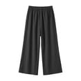 thumbnail image 7 of Oiangi Womens Plus Size Wide Leg Pants Elastic Waist Palazzo Pant Fall Trendy Ankle Trousers with Pockets Black 4XL, 7 of 7