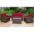 thumbnail image 3 of International Caravan Patio Settee Group Resin Wicker Furniture Set w/ Cushions-Color:Antique Brown, 3 of 4