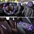 thumbnail image 4 of Binienty Boho Mandala Car Seat Covers Full Set Front Split Rear Floral 15 Inch Steering Wheel Cover Seatbelt Covers Center Console Cushion Pad Universal Car Interior Sets For Women Girly, 14 Pack, 4 of 8