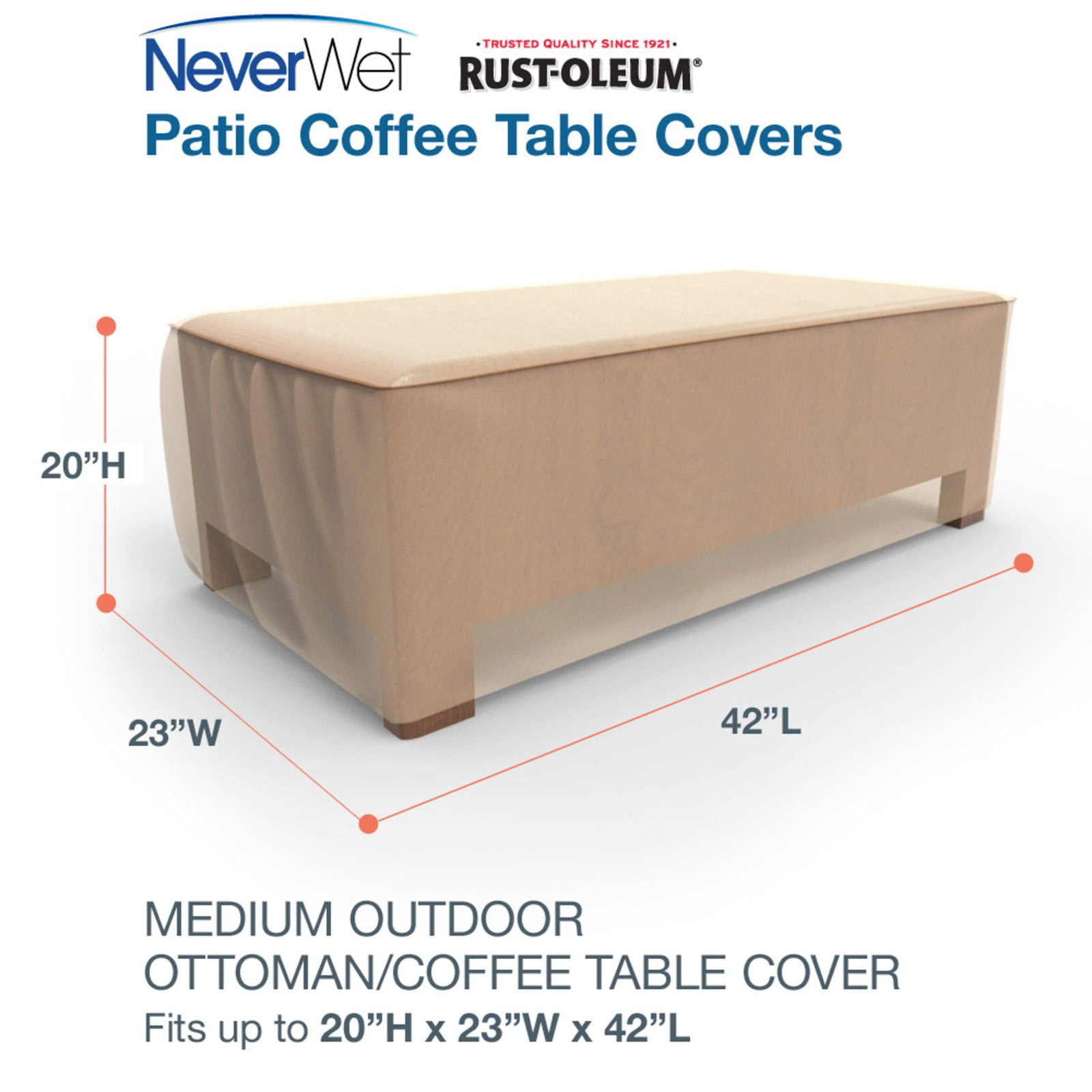 Budge Medium Tan Patio Ottoman/Table Cover, StormBlock™ Savanna
