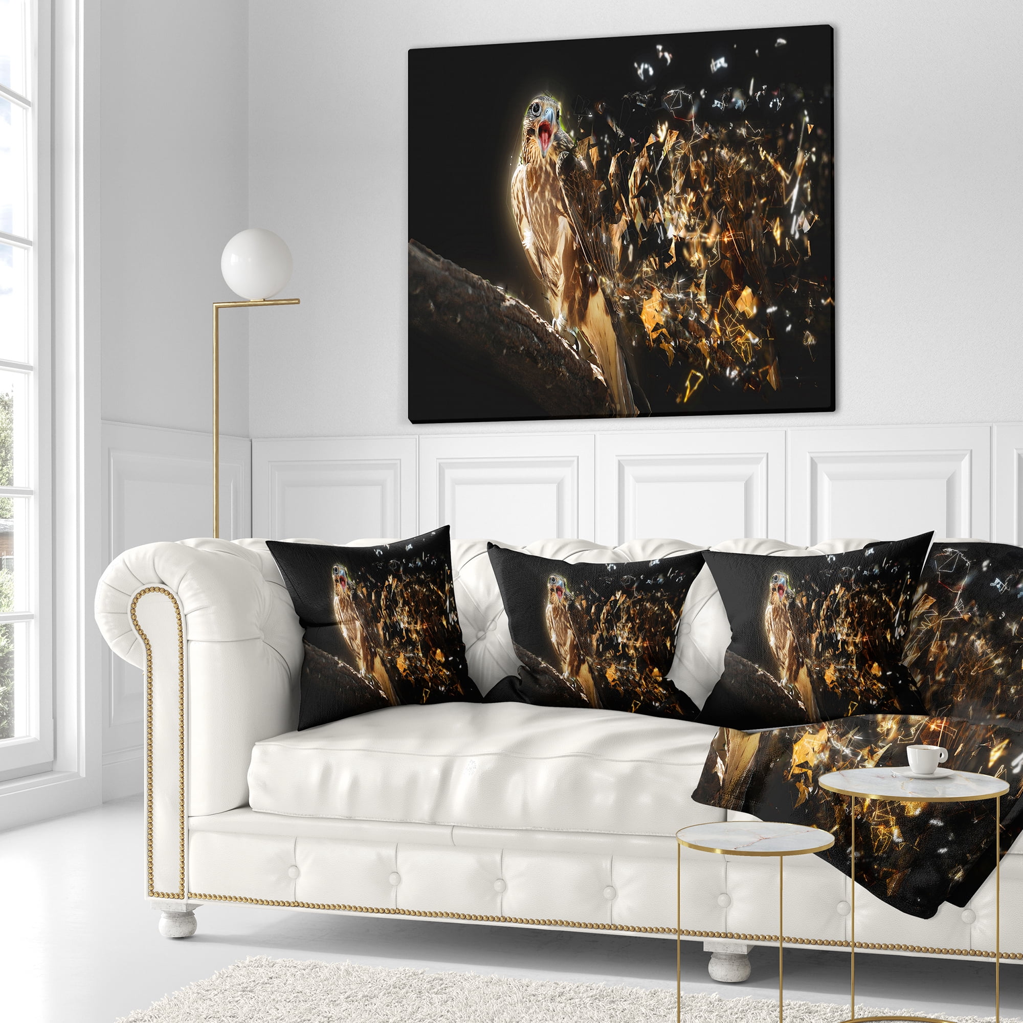 Designart Falcon with Open Beak - Animal Throw Pillow - 16x16