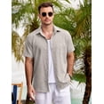 thumbnail image 3 of COOFANDY Men's Western Casual Shirt Button Up Basic Solid Linen Business Shirts, 3 of 6